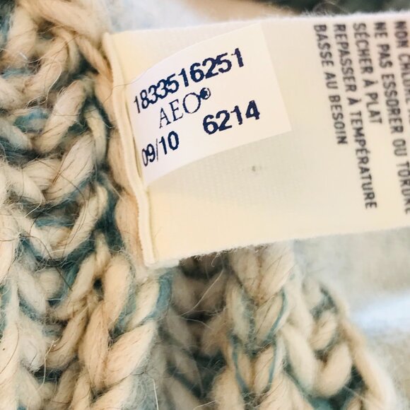 VTG retro AE sweater women S green/oatmeal wool knit chunky heritage country - Picture 11 of 11